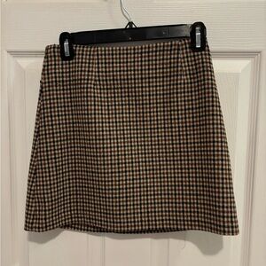 Astr the Label Brown & Black Plaid Mini Skirt